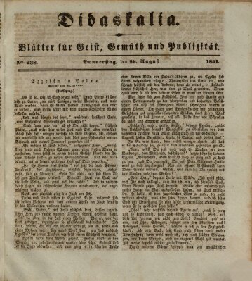 Didaskalia Donnerstag 26. August 1841