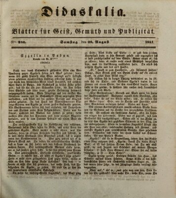 Didaskalia Samstag 28. August 1841