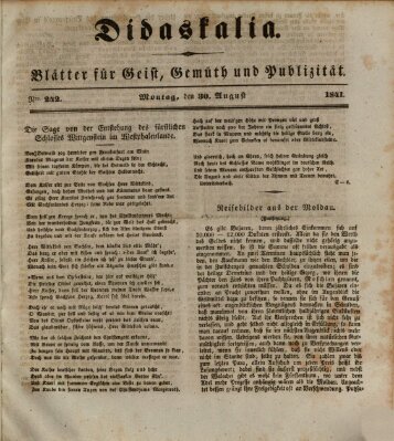 Didaskalia Montag 30. August 1841