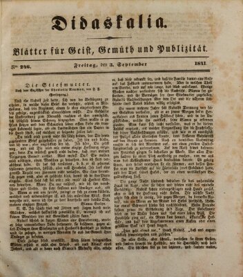 Didaskalia Freitag 3. September 1841