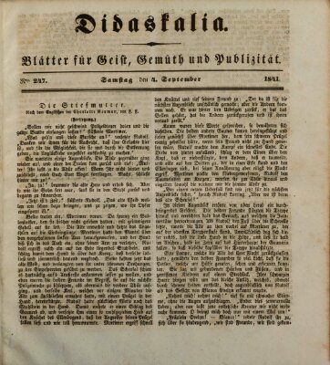 Didaskalia Samstag 4. September 1841