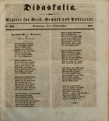 Didaskalia Sonntag 5. September 1841