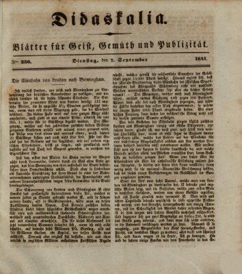 Didaskalia Dienstag 7. September 1841