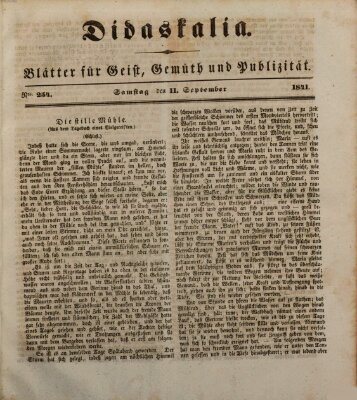 Didaskalia Samstag 11. September 1841