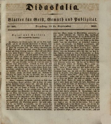 Didaskalia Dienstag 14. September 1841