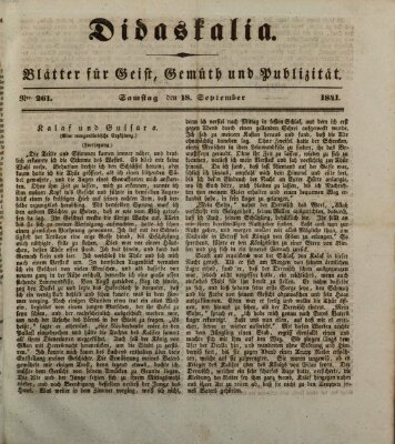 Didaskalia Samstag 18. September 1841