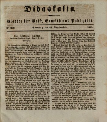 Didaskalia Samstag 25. September 1841