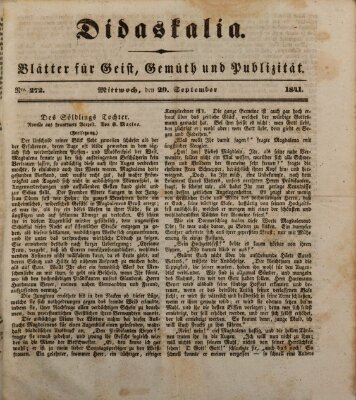 Didaskalia Mittwoch 29. September 1841