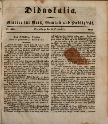 Didaskalia Dienstag 5. Oktober 1841