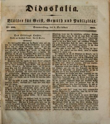 Didaskalia Donnerstag 7. Oktober 1841