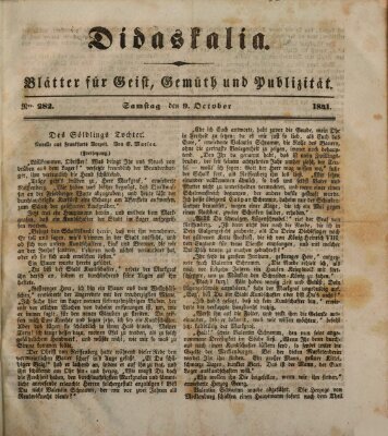 Didaskalia Samstag 9. Oktober 1841