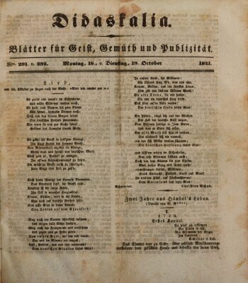 Didaskalia Dienstag 19. Oktober 1841