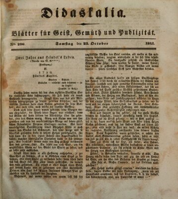 Didaskalia Samstag 23. Oktober 1841