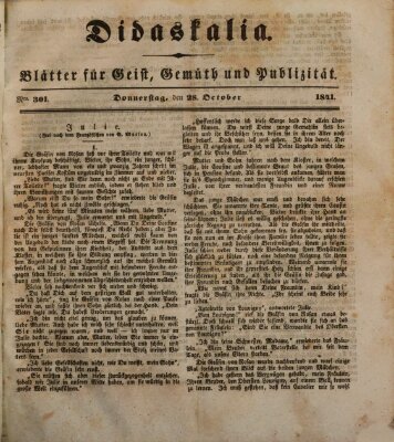 Didaskalia Donnerstag 28. Oktober 1841