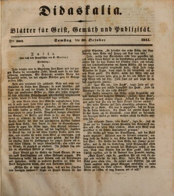 Didaskalia Samstag 30. Oktober 1841