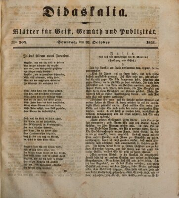 Didaskalia Sonntag 31. Oktober 1841