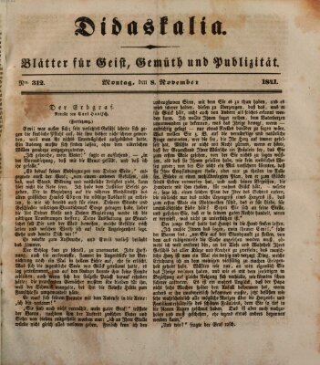 Didaskalia Montag 8. November 1841