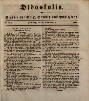 Didaskalia Freitag 12. November 1841