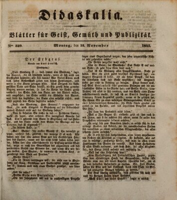 Didaskalia Montag 15. November 1841