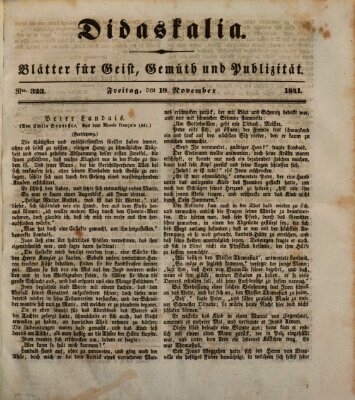 Didaskalia Freitag 19. November 1841