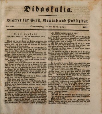 Didaskalia Donnerstag 25. November 1841