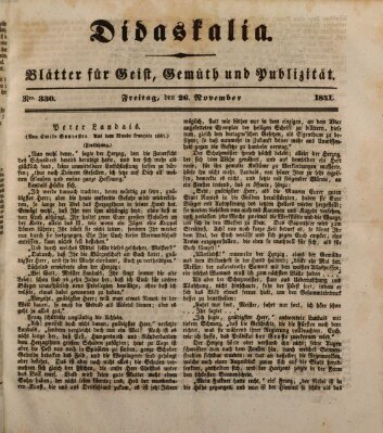 Didaskalia Freitag 26. November 1841