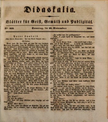 Didaskalia Sonntag 28. November 1841