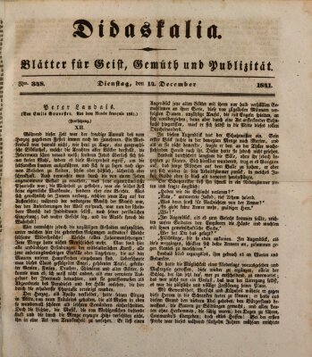 Didaskalia Dienstag 14. Dezember 1841