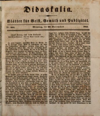 Didaskalia Montag 20. Dezember 1841