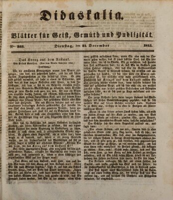 Didaskalia Dienstag 21. Dezember 1841