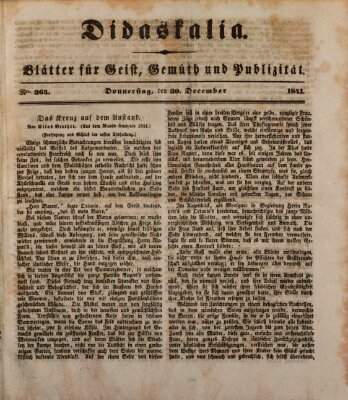 Didaskalia Donnerstag 30. Dezember 1841