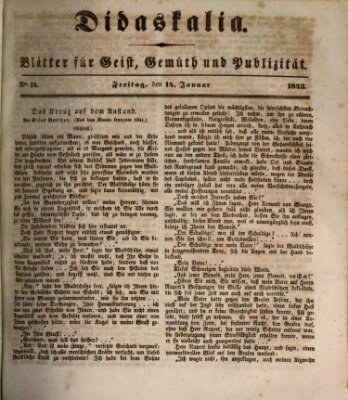 Didaskalia Freitag 14. Januar 1842