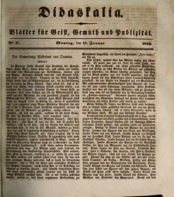 Didaskalia Montag 17. Januar 1842