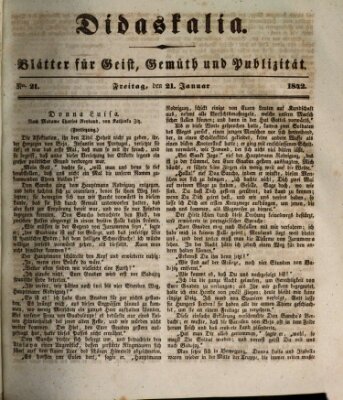 Didaskalia Freitag 21. Januar 1842