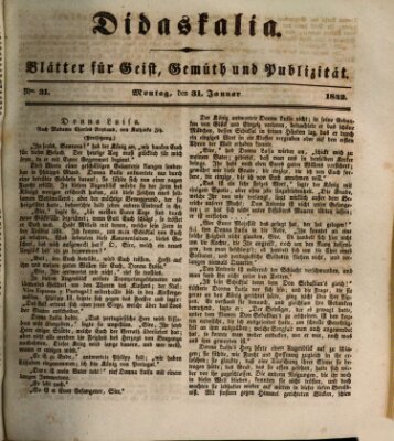 Didaskalia Montag 31. Januar 1842