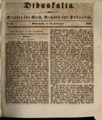 Didaskalia Mittwoch 16. Februar 1842