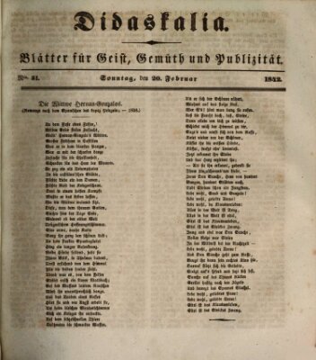 Didaskalia Sonntag 20. Februar 1842