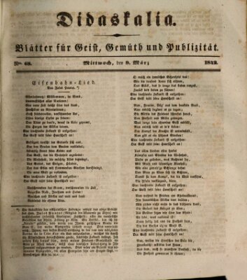 Didaskalia Mittwoch 9. März 1842