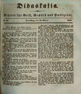 Didaskalia Dienstag 15. März 1842