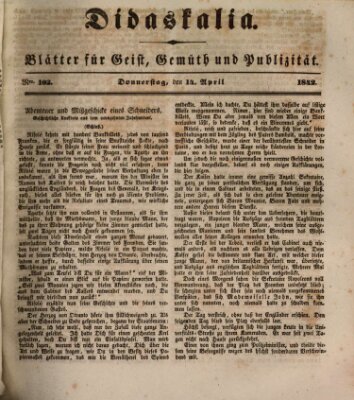 Didaskalia Donnerstag 14. April 1842