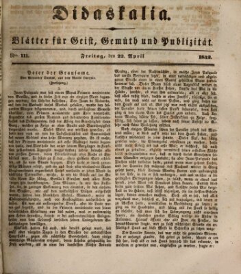 Didaskalia Freitag 22. April 1842