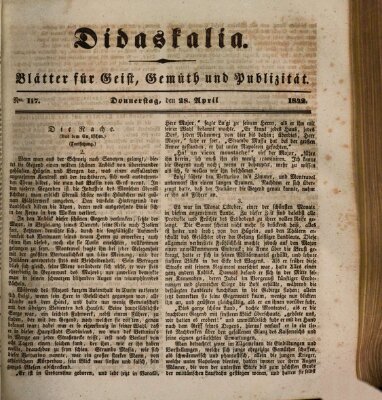 Didaskalia Donnerstag 28. April 1842