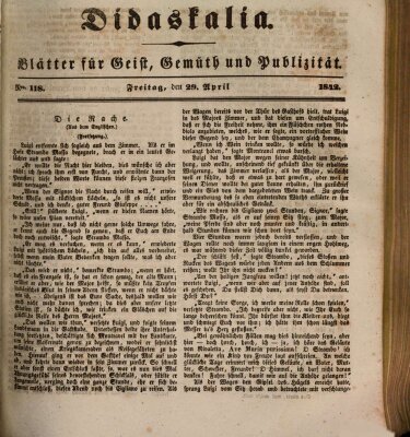 Didaskalia Freitag 29. April 1842