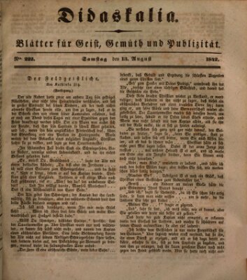 Didaskalia Samstag 13. August 1842