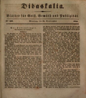 Didaskalia Montag 19. September 1842