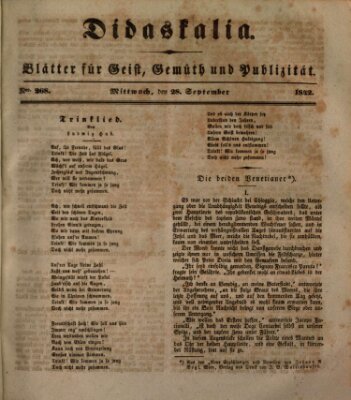 Didaskalia Mittwoch 28. September 1842