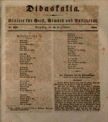 Didaskalia Dienstag 13. Dezember 1842