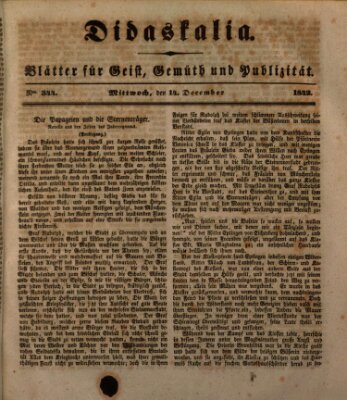 Didaskalia Mittwoch 14. Dezember 1842