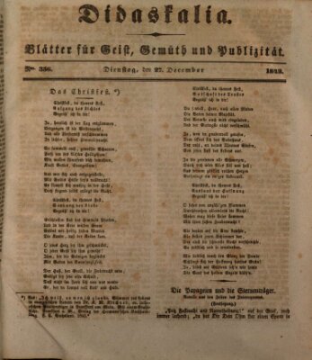 Didaskalia Dienstag 27. Dezember 1842