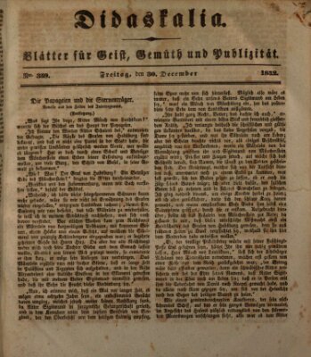 Didaskalia Freitag 30. Dezember 1842